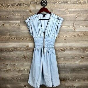 Light Blue Denim Zip Up Dress With Pockets!!